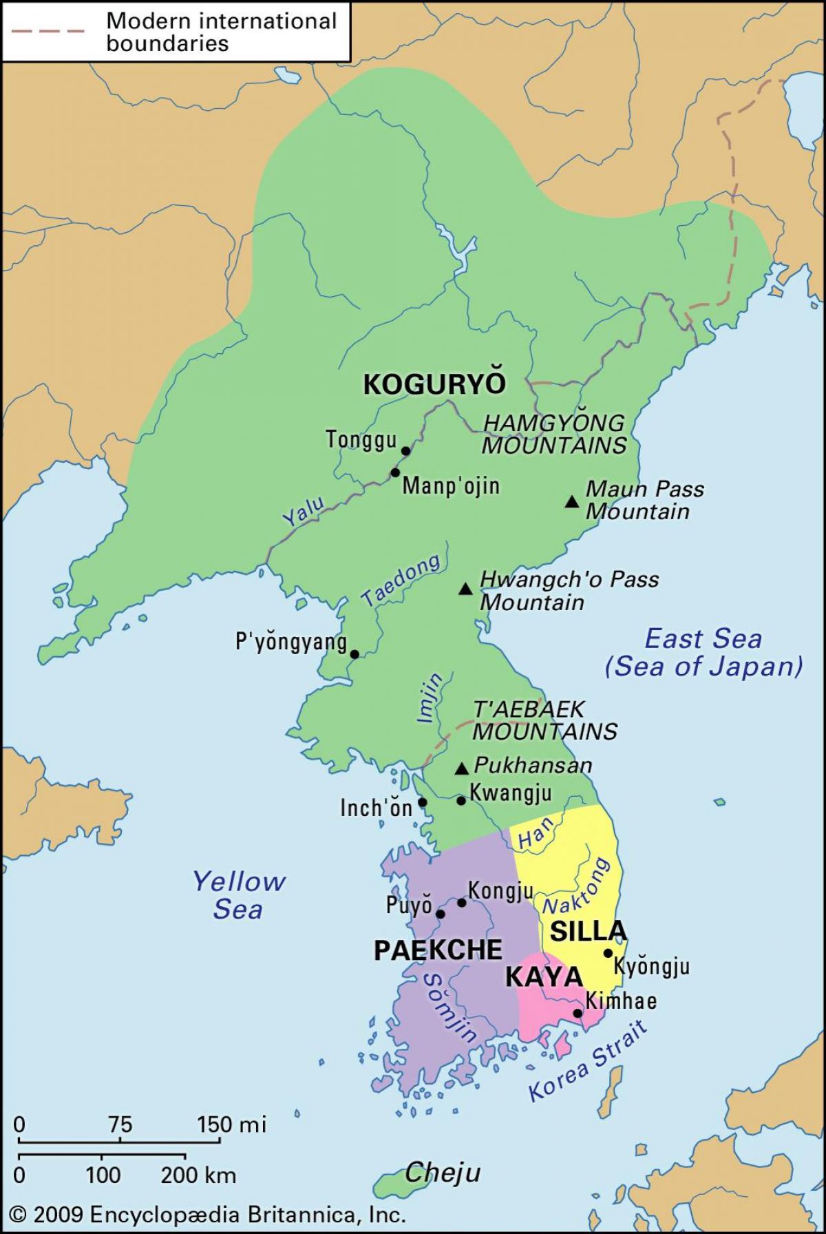 Historische kaart van Zuid-Korea (ROK)