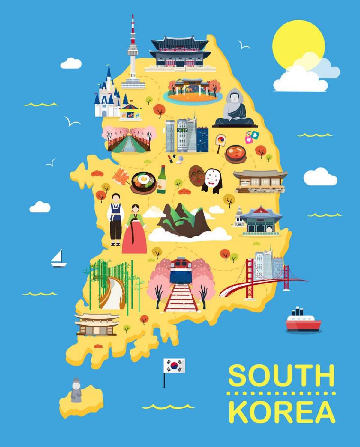 Zuid-Korea (ROK) toeristische attracties kaart
