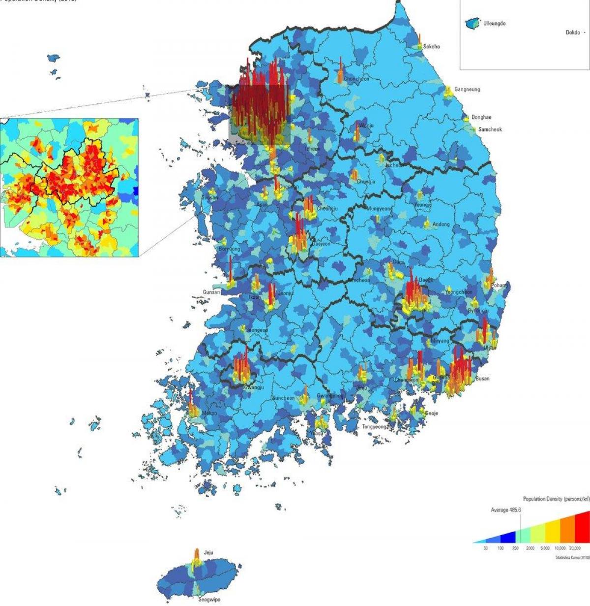 Zuid-Korea (ROK) dichtheidskaart