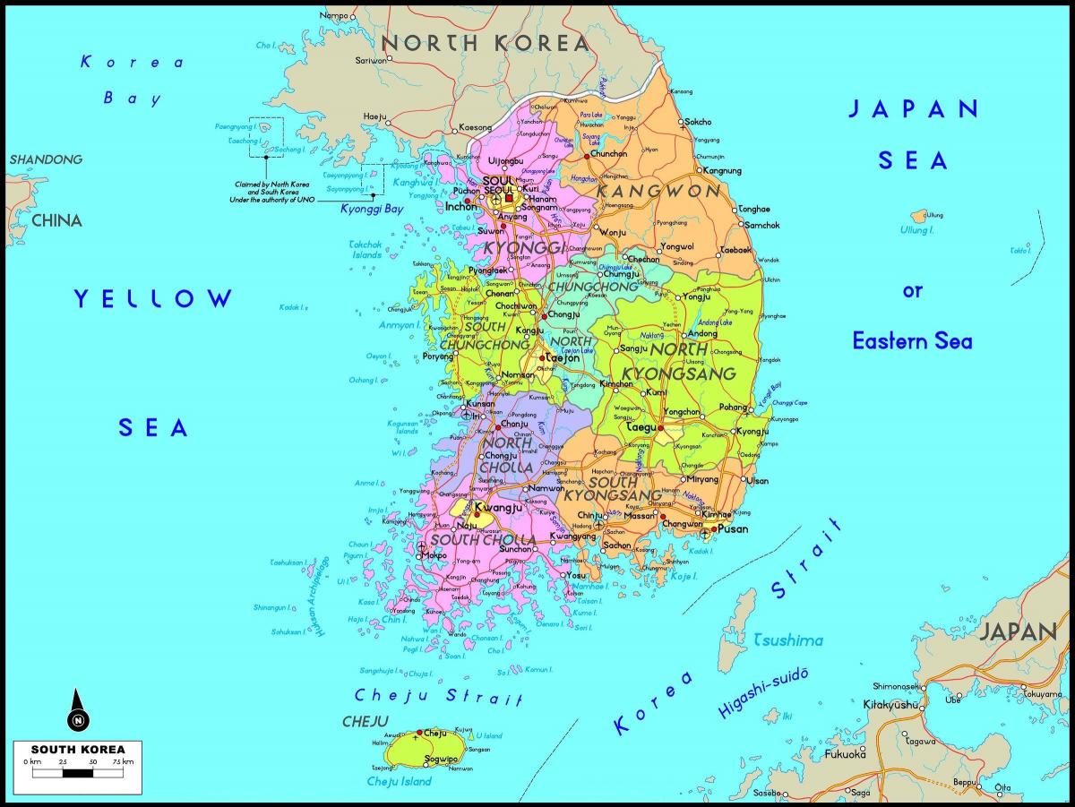 Zuid-Korea (ROK) op een kaart
