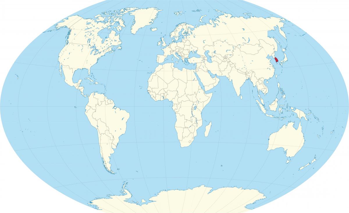 Locatie Zuid-Korea (ROK) op de wereldkaart