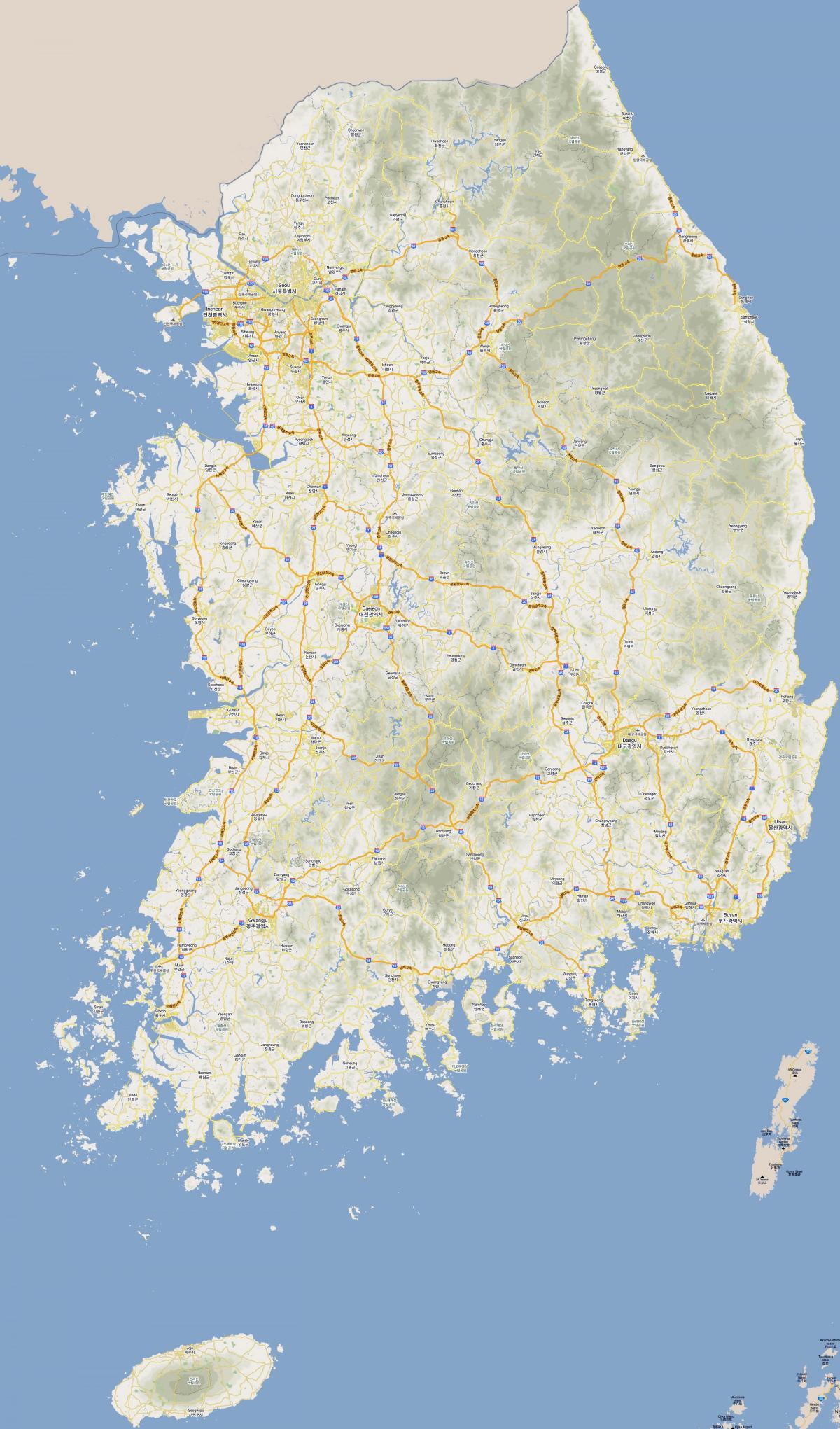 Snelwegkaart van Zuid-Korea (ROK)